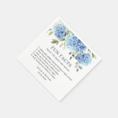 Serviette En Papier Élégant Blue Hydrangea Fun Facts Mariage (Coin)