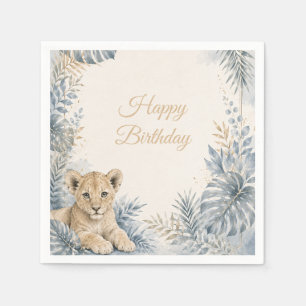 Serviette En Papier Elegant Blue Safari Lion Paper Napkins