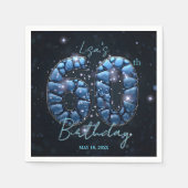 Serviette En Papier Elegant Blue Sapphire Sparkle Mosaic 60th Birthday (Devant)