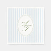 Serviette En Papier Elegant Blue Stripes Monogram (Devant)