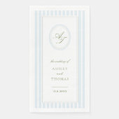 Serviette En Papier Elegant Blue Stripes Wedding (Devant)