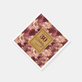 Serviette En Papier Elégant Blush Bourgogne Gold 30e fête d'anniversai (Coin)