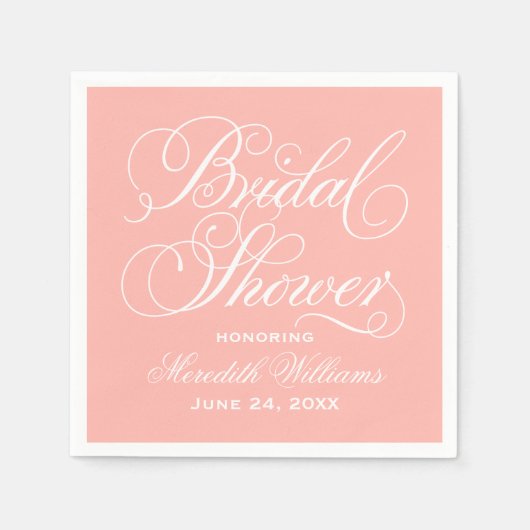 Serviette En Papier Elegant Blush Calligraphy Mariage Fête des mariées (Devant)