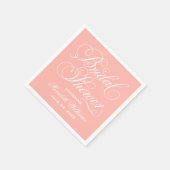 Serviette En Papier Elegant Blush Calligraphy Mariage Fête des mariées (Coin)