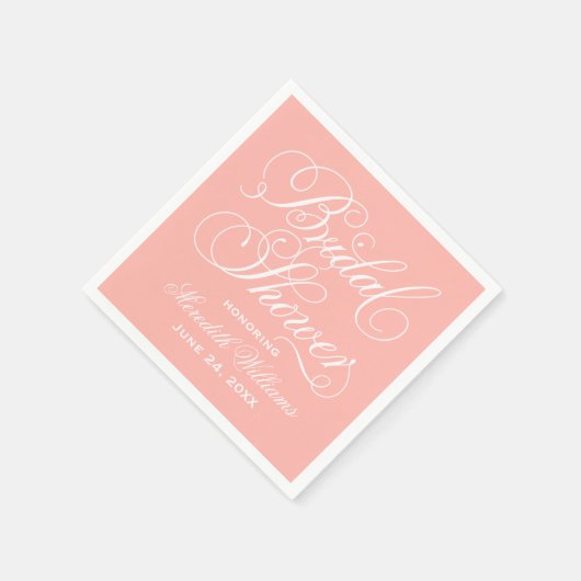 Serviette En Papier Elegant Blush Calligraphy Mariage Fête des mariées (Coin)