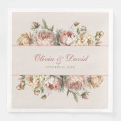 Serviette En Papier Élégant Blush Dusty Rose Peonies Papier Napkin (Devant)