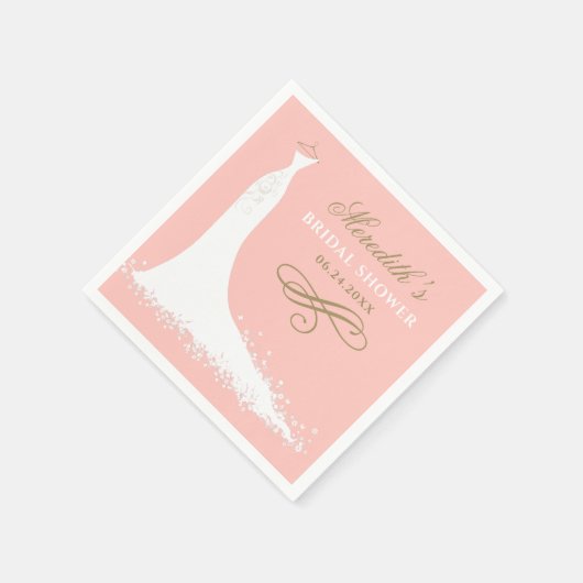 Serviette En Papier Elégant Blush et Gold Mariage Fête des mariées de (Coin)