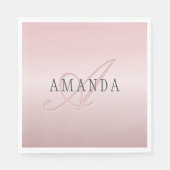 Serviette En Papier Elégant Blush Faux Rose Gold | Nom et monogramme (Devant)