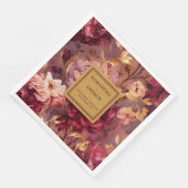 Serviette En Papier Élégant Blush Gold Burgundy Papier Mariage Napkins (Coin)