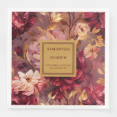 Serviette En Papier Élégant Blush Gold Burgundy Papier Mariage Napkins (Devant)