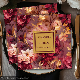 Serviette En Papier Élégant Blush Gold Burgundy Papier Mariage Napkins