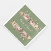 Serviette En Papier Élégant Blush Greenery Peonies Papier Napkin (Coin)