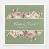 Serviette En Papier Élégant Blush Greenery Peonies Papier Napkin (Devant)