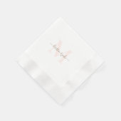 Serviette En Papier Elégant Blush & Or Monogram Swash Mariage II (Coin)