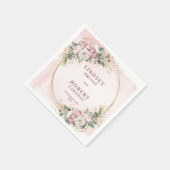 Serviette En Papier Elegant Blush Pink Flowers Gold Glitter Wedding   (Coin)