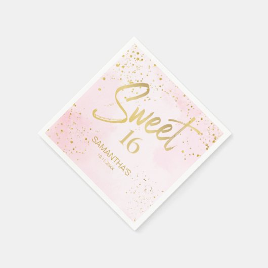 Serviette En Papier Elegant Blush Pink & Gold Confetti Sweet 16 (Coin)