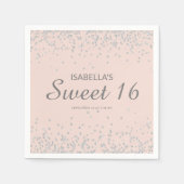 Serviette En Papier Élégant Blush Rose Silver Parties scintillant Swee (Devant)