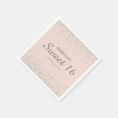Serviette En Papier Élégant Blush Rose Silver Parties scintillant Swee (Coin)
