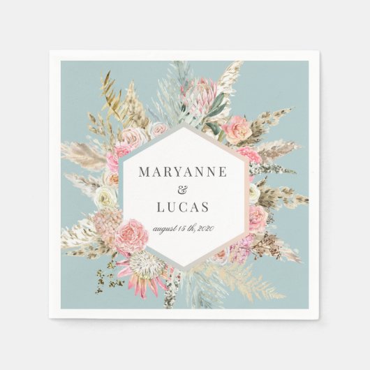 Serviette En Papier Élégant Bohème Floral Monogram Papier Napkins (Devant)