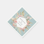 Serviette En Papier Élégant Bohème Floral Monogram Papier Napkins (Coin)