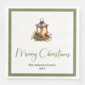 Serviette En Papier Elegant Bohemian Rustic Christmas Lantern Napkins (Devant)