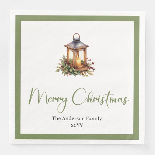Serviette En Papier Elegant Bohemian Rustic Christmas Lantern Napkins (Devant)