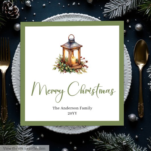 Serviette En Papier Elegant Bohemian Rustic Christmas Lantern Napkins