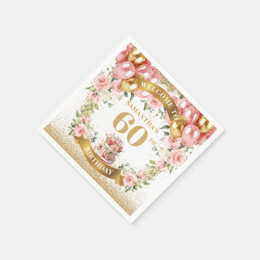 Serviette En Papier Elégant Boho 60e anniversaire Napkins Parties scin (Coin)