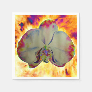 Serviette En Papier Elégant boho abstrait aquarelle orchidée peinture