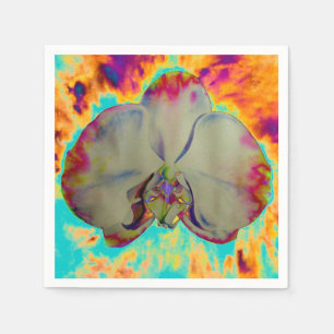 Serviette En Papier Elégant boho abstrait aquarelle orchidée peinture