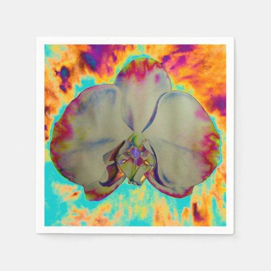 Serviette En Papier Elégant boho abstrait aquarelle orchidée peinture (Devant)