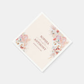 Serviette En Papier Elégant Boho Blush Aquarelle Floral Mariage (Coin)
