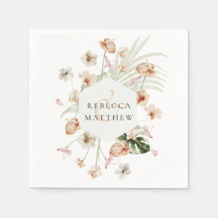 Serviette En Papier Elégant Boho Blush Floral Greenery Mariage