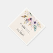 Serviette En Papier Elegant Boho Bouquet Mariage (Coin)