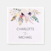 Serviette En Papier Elegant Boho Bouquet Mariage (Devant)