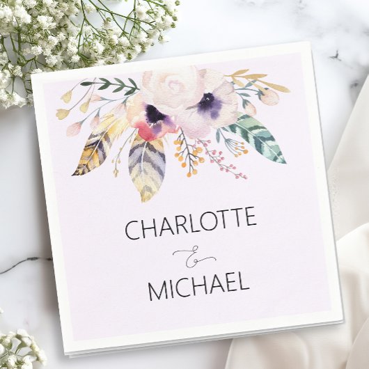 Serviette En Papier Elegant Boho Bouquet Mariage