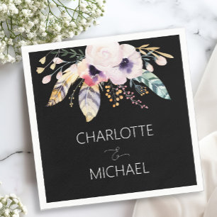 Serviette En Papier Elegant Boho Bouquet Mariage