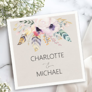 Serviette En Papier Elegant Boho Bouquet Mariage