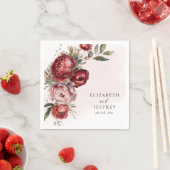 Serviette En Papier Élégant Boho Bourgogne Blush Floral Mariage (En situation)