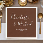 Serviette En Papier Elegant Boho Brown Script Minimalist Wedding