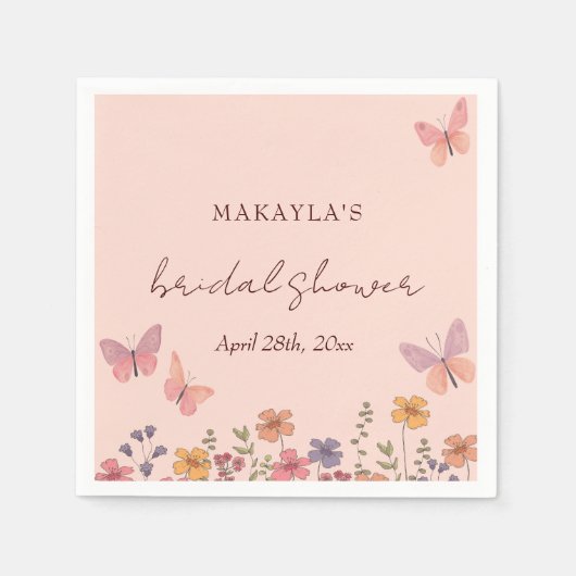 Serviette En Papier Élégant boho chic Papillons Fête de mariage (Devant)
