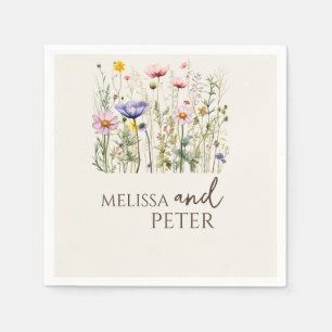 Serviette En Papier Elegant Boho Fleur sauvage Faire-part de mariage