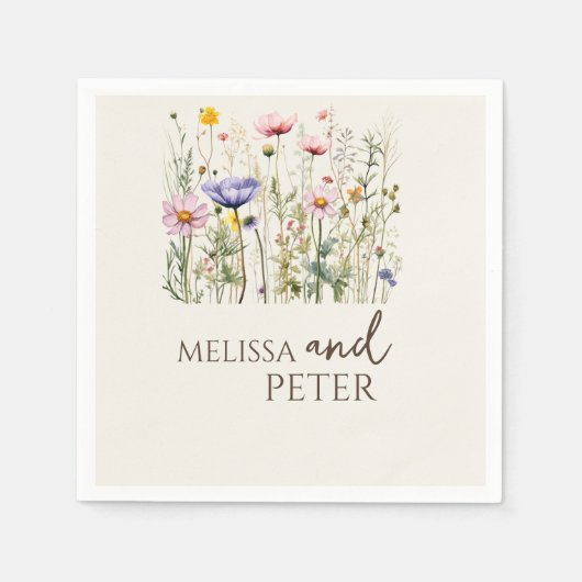 Serviette En Papier Elegant Boho Fleur sauvage Faire-part de mariage (Devant)