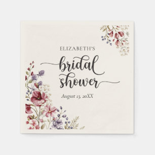 Serviette En Papier Elegant Boho Fleur sauvage Fête des mariées