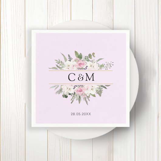 Serviette En Papier Élégant Boho Floral