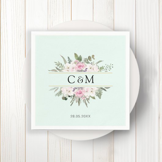 Serviette En Papier Élégant Boho Floral