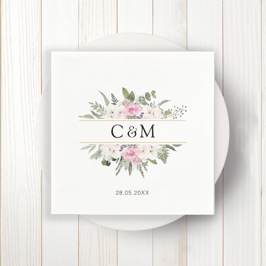 Serviette En Papier Élégant Boho Floral