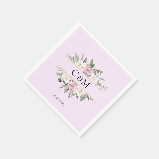 Serviette En Papier Élégant Boho Floral (Coin)