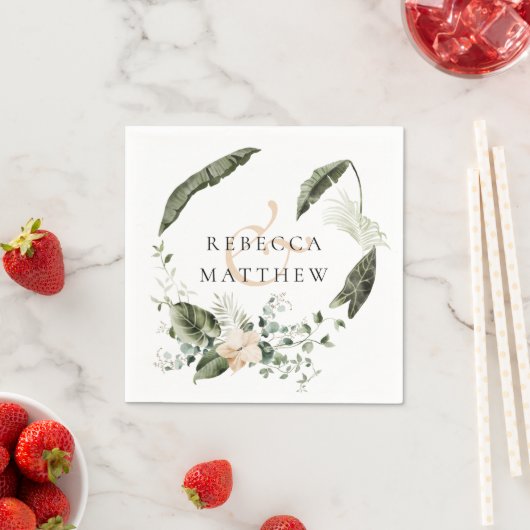 Serviette En Papier Elégant Boho Floral Mariage (En situation)