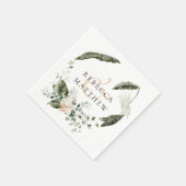 Serviette En Papier Elégant Boho Floral Mariage (Coin)